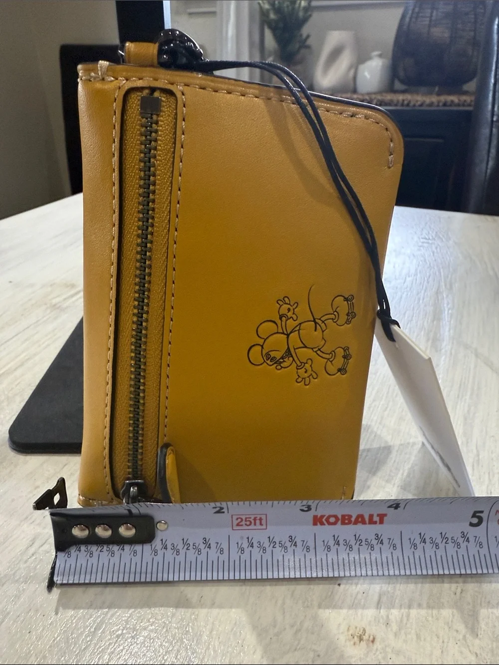 Coach Disney X Mustard Yellow Leather Mickey Wristlet
